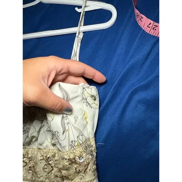 Necessary Objects floral beaded empire‎ waist sheer lined dress womens small y2k - Picture 7 of 10